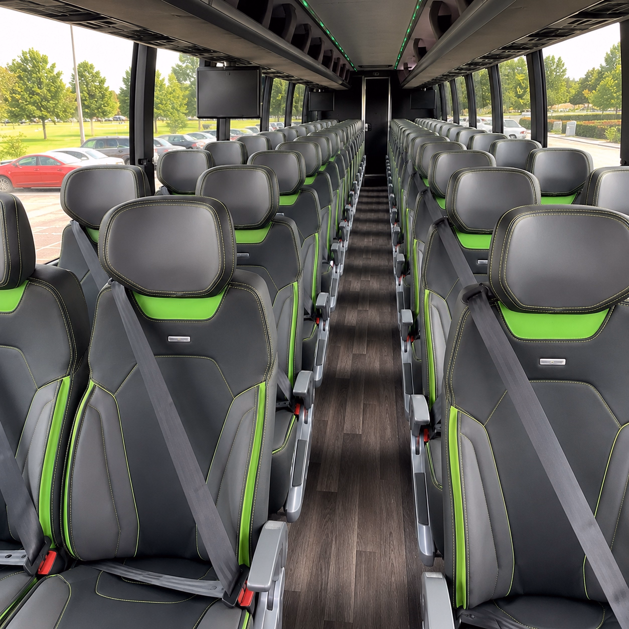 56 passenger charter bus inside