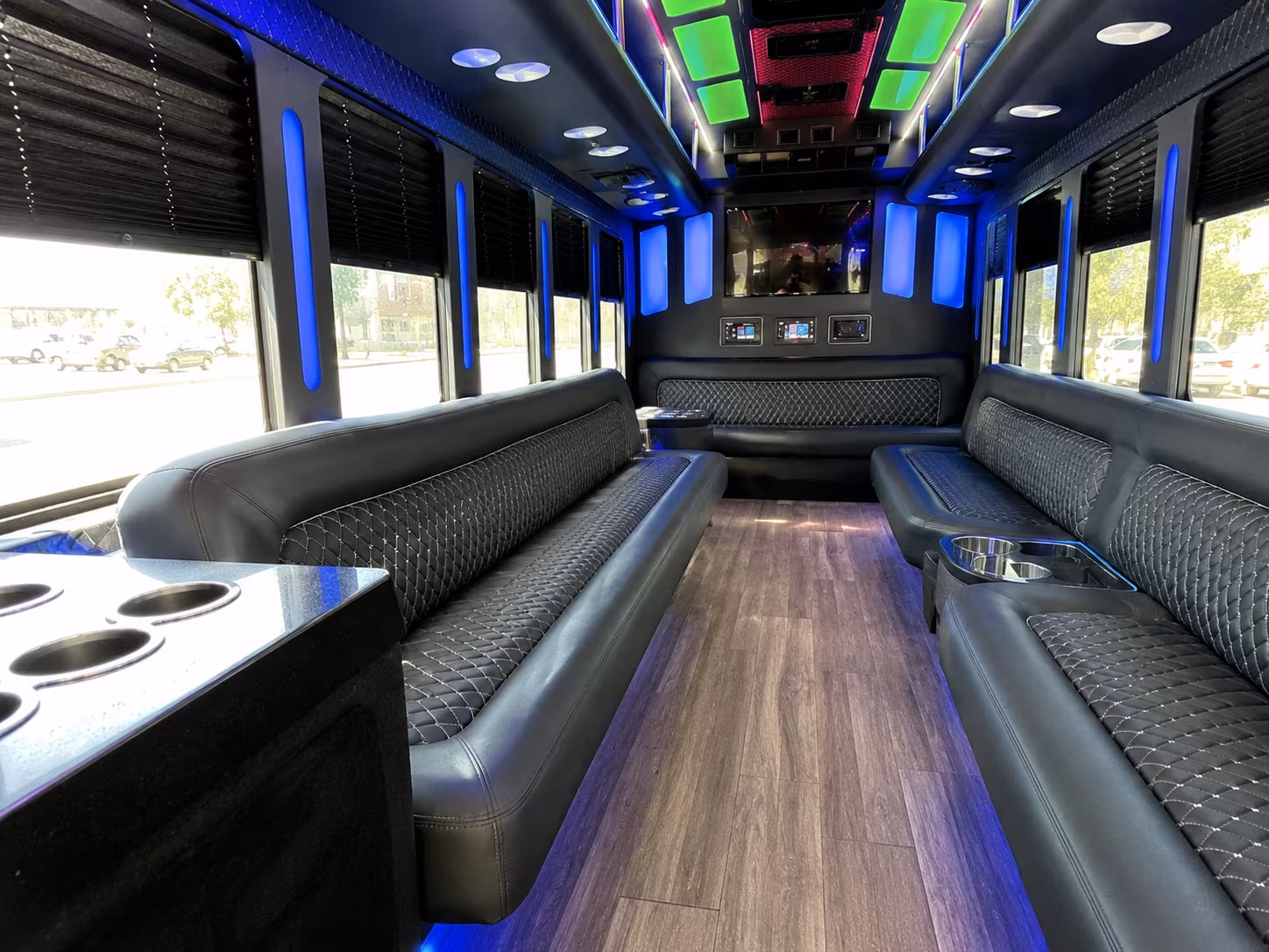 ann arbor 15 passenger party bus inside