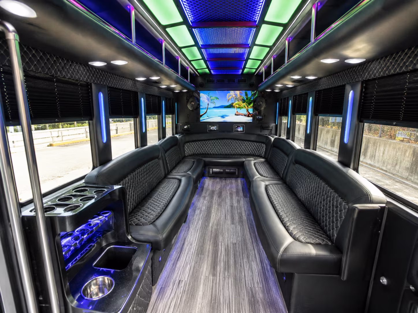 ann arbor 18 passenger party bus inside
