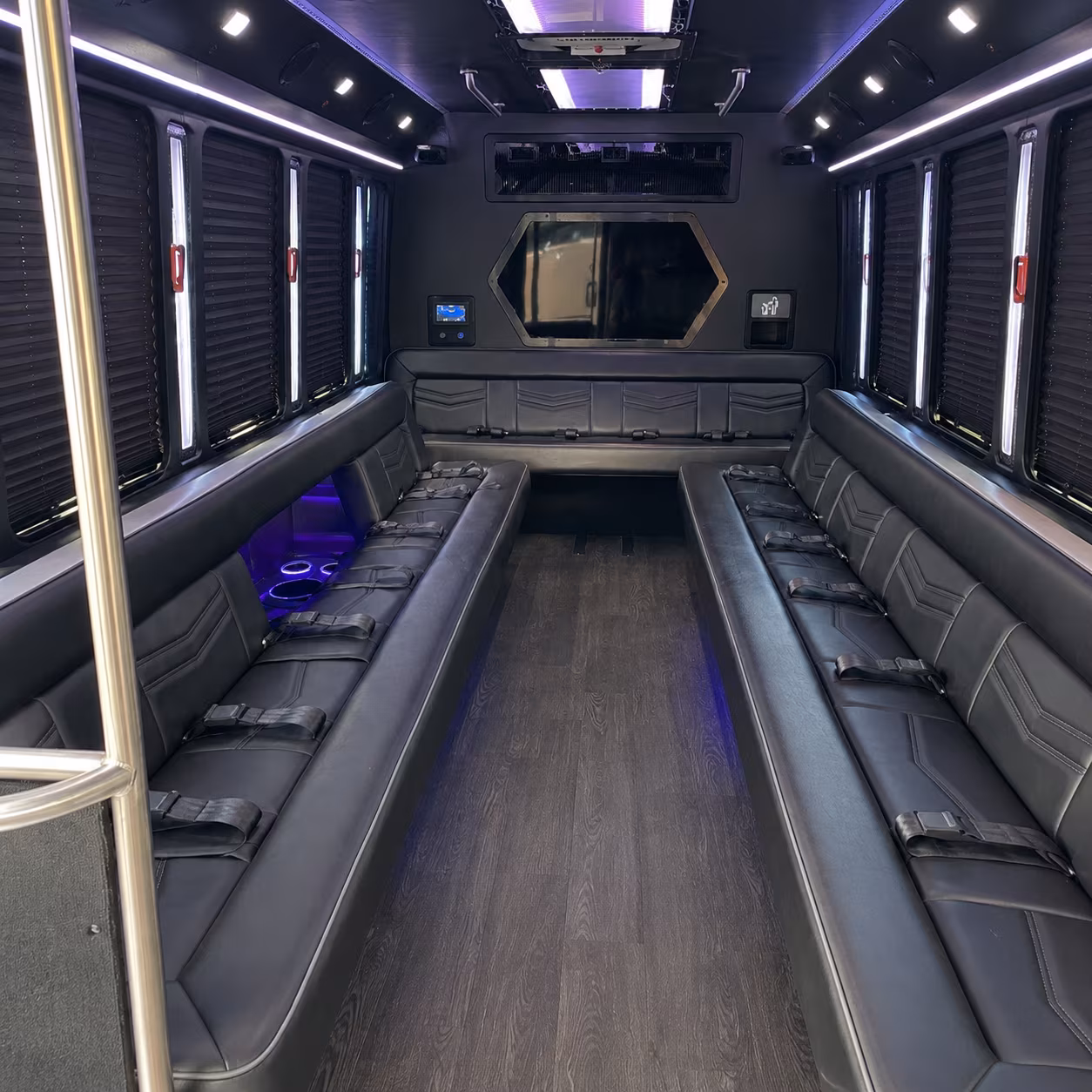 ann arbor 18 passenger party bus interior