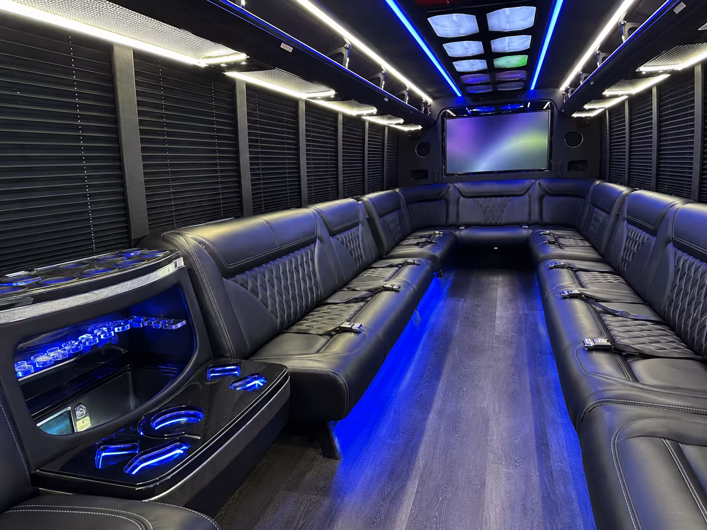 ann arbor 20 passenger party bus inside
