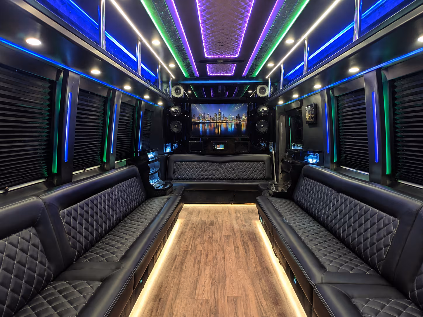 ann arbor 25 passenger party bus interior