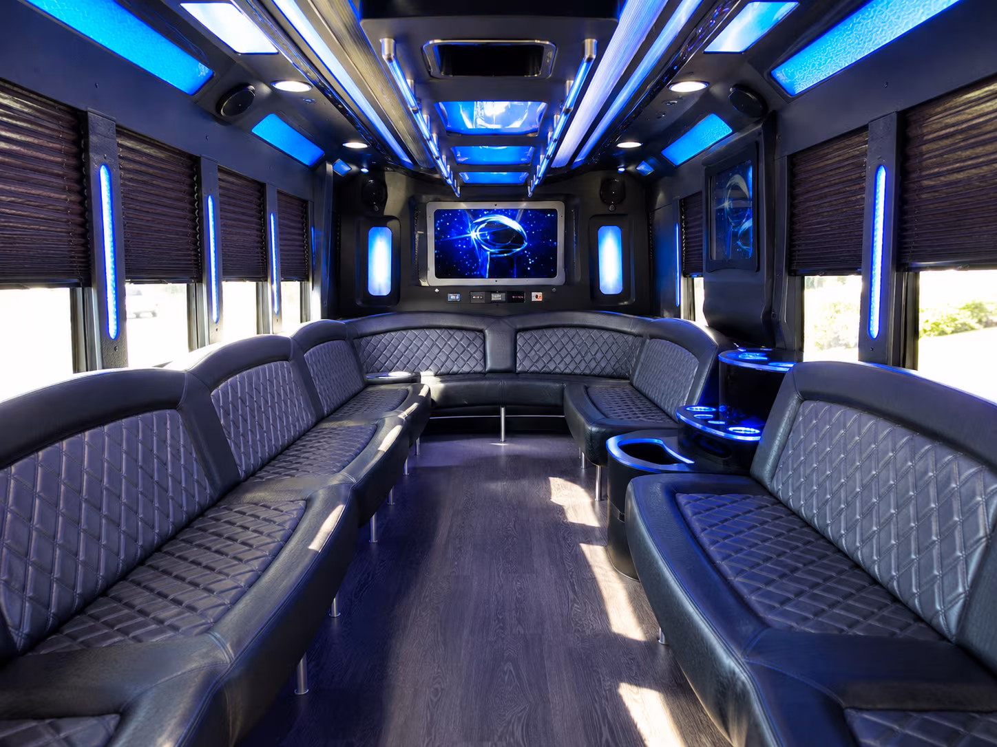 ann arbor 28 passenger party bus inside